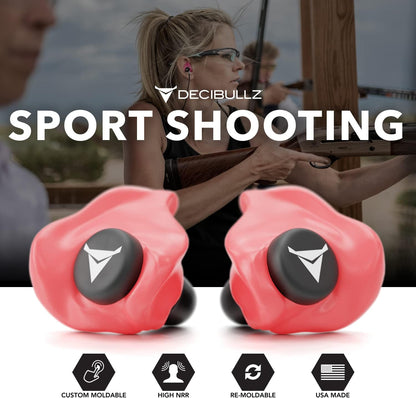 Decibullz - Custom Molded Earplugs, 31dB Highest NRR, Comfortable Hearing Protection for Shooting, Travel, Work and Concerts