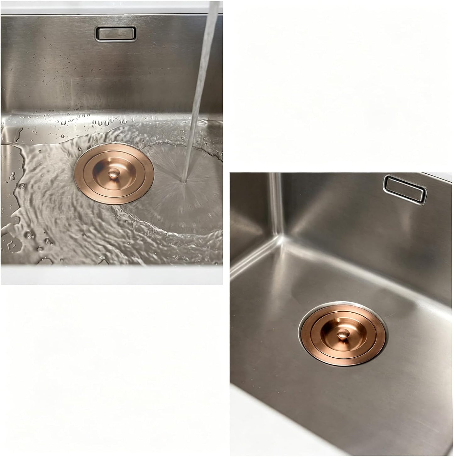 3-1/2 Inch Sink Drain Assembly Kit, Removable Deep Sink Strainer Basket with Sink Stopper/Sealing Lid for Home, Kitchen, Stainless Steel