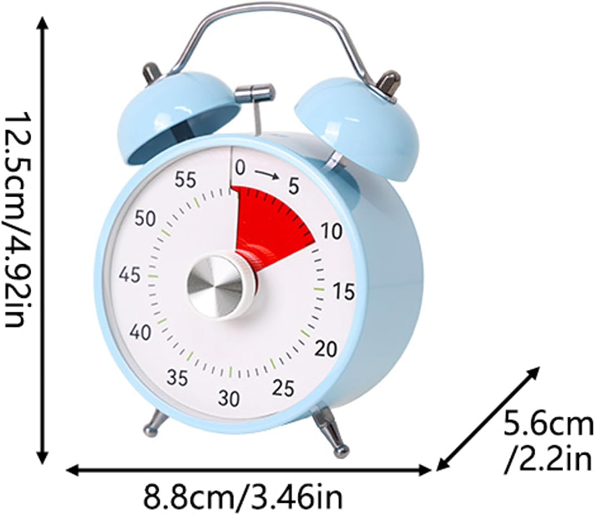 Visual Timer, 60 Minutes Analog Countdown Timer with Loud Double Bell Alarm, No Ticking Metal Time Management Table Clock for Kids Teacher School Classroom Cooking Kitchen Office ADHD (Black)