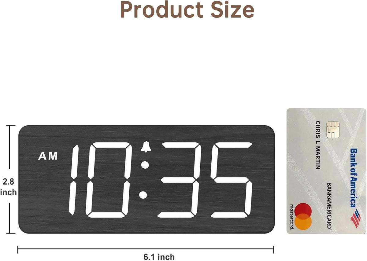 DreamSky Wooden Digital Alarm Clock for Bedroom with Large Numbers