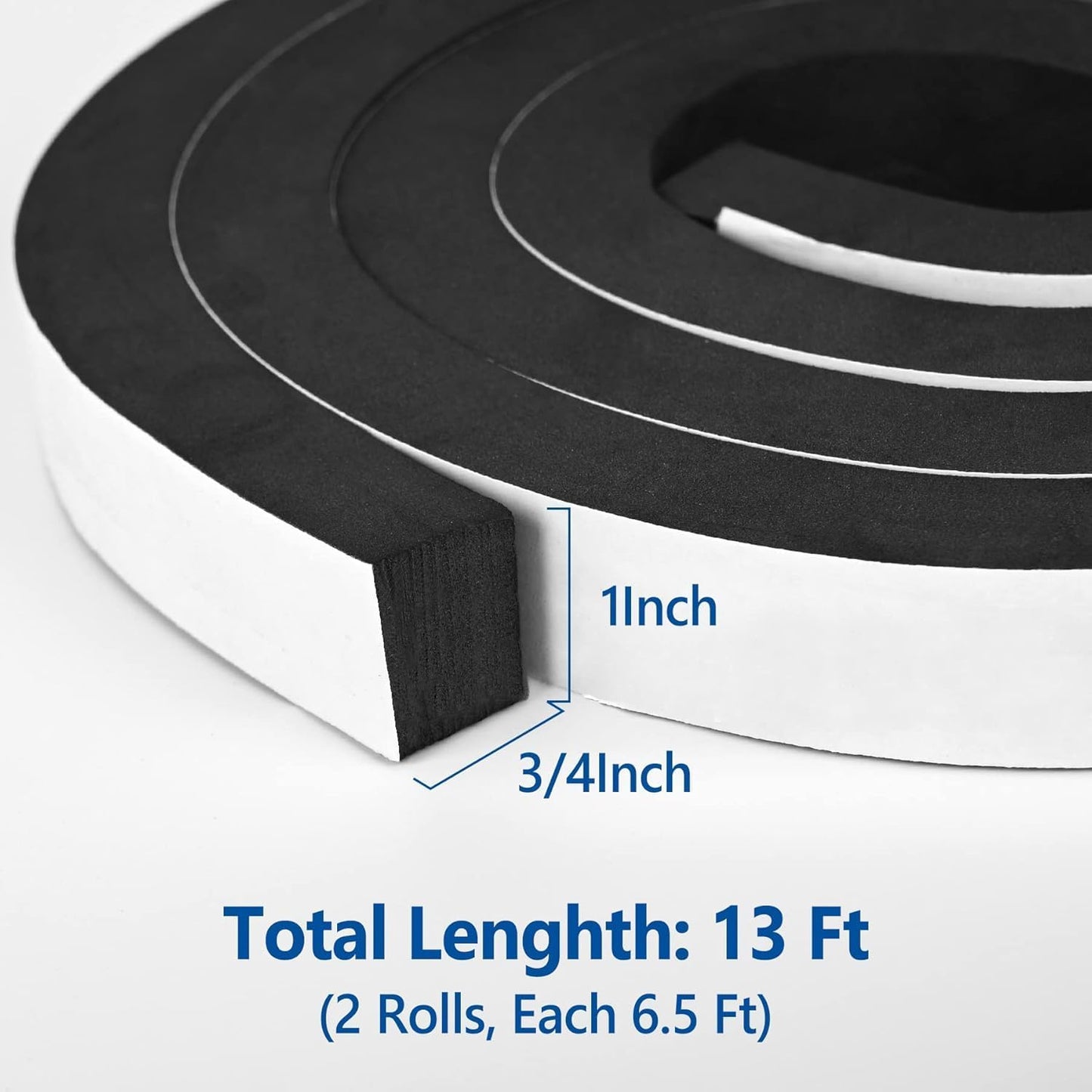 Kikerike Self Adhesive Foam Tape Weatherstrip 1/2In x 1/4In x 42Ft High Density Foam Insulation Strips Seal Weather Stripping with Strong Adhesive for Door and Window Sound Isolation Soundproofing