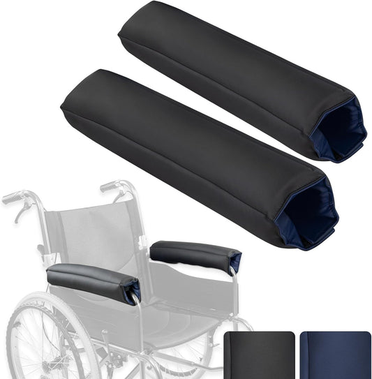 Vive Wheelchair Armrest Pads (2 PCS) - 2-in-1 Reversible Colors - Soft Cushion Arm Rest Accessories for Office Desk Transport Electric Wheel Chairs - Pressure Relief, Non-Slip - Easy-Clean Design