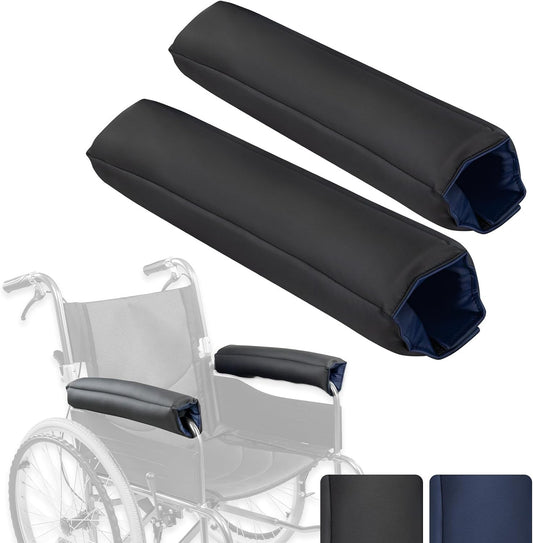 Vive Wheelchair Armrest Pads (2 PCS) - 2-in-1 Reversible Colors - Soft Cushion Arm Rest Accessories for Office Desk Transport Electric Wheel Chairs - Pressure Relief, Non-Slip - Easy-Clean Design