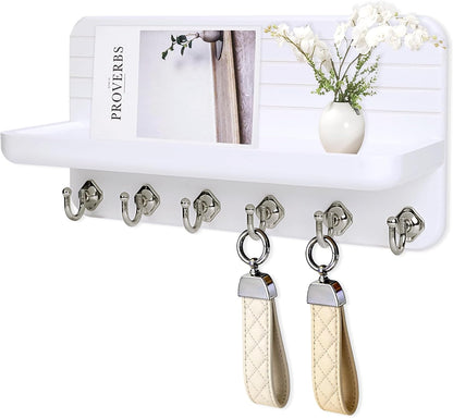 Key Holder for Wall, Mail Organizer Wall Mount with 6 Hooks Wooden Hanging Key Rack for Home Decor, Hallway, Entryway (Yellow)