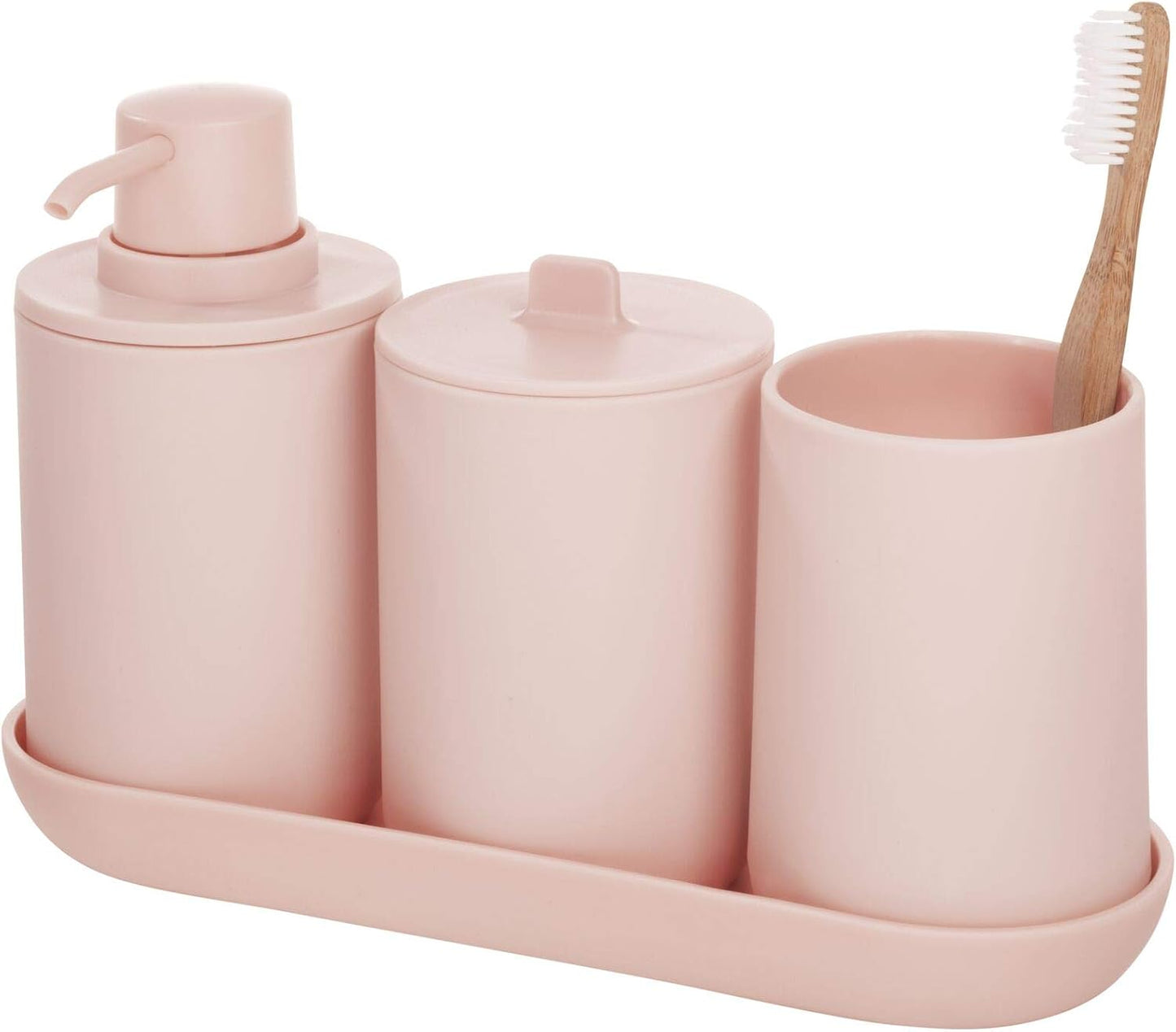 iDesign Cade Collection Toothbrush Holder, 3" x 3" x 4.5", White/Gray | For Normal Toothbrushes, For Spin Brushes, For Toothpaste