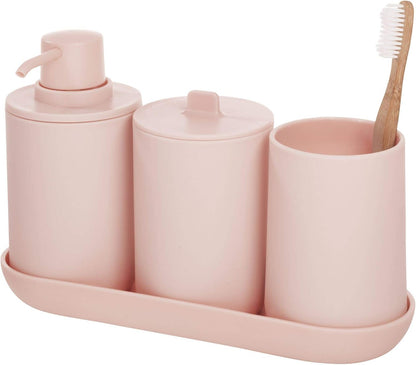 iDesign Cade Collection Toothbrush Holder, 3" x 3" x 4.5", White/Gray | For Normal Toothbrushes, For Spin Brushes, For Toothpaste