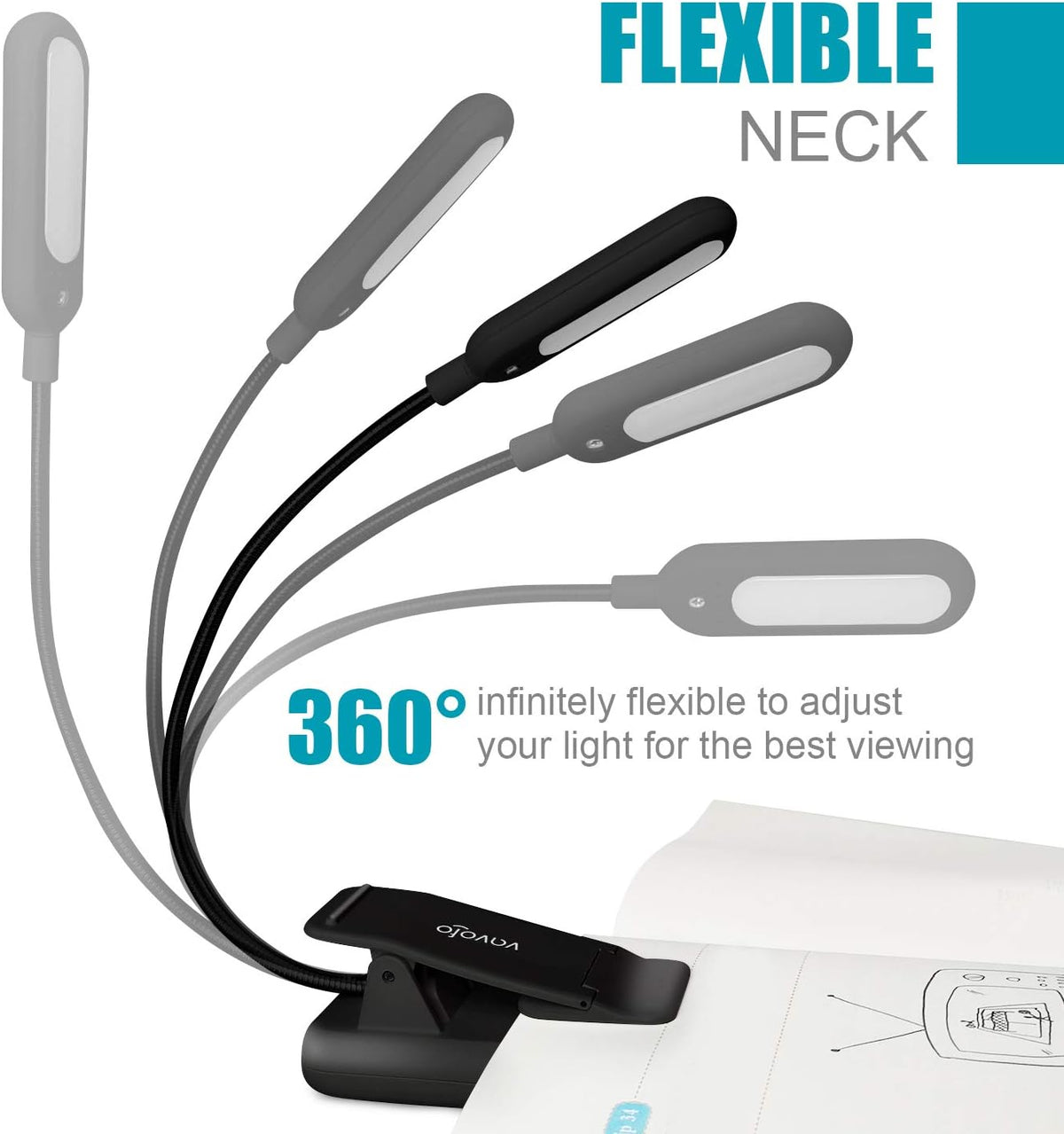 VAVOFO Rechargeable Reading Light, Clip on Book Light for Reading in Bed