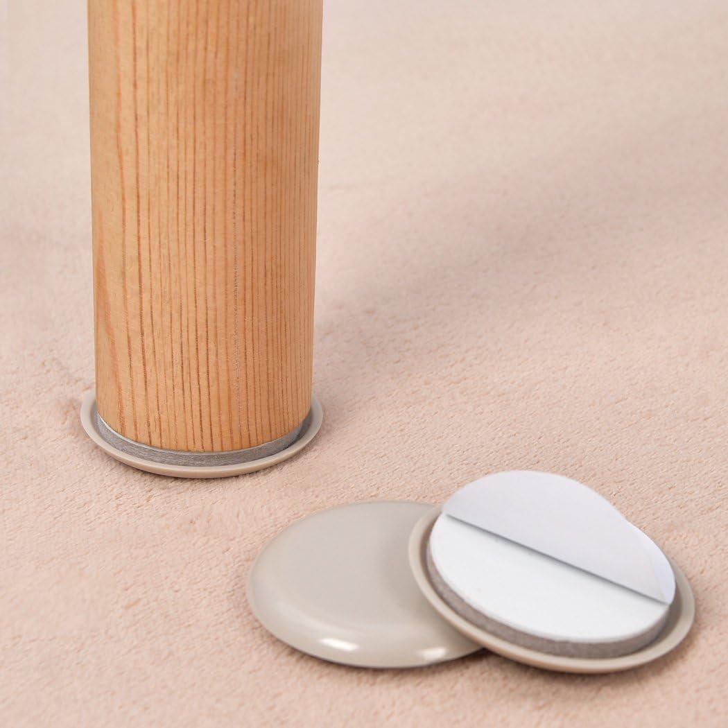 Ezprotekt 16 Pack Self-Stick Furniture Chair Leg Sliders for Carpet, 2-1/8" Self-Adhesive Round Furniture Movers Sliders, Carpet Chairs Furniture Glides, Carpet Moving Sliders Easily Move (Beige)