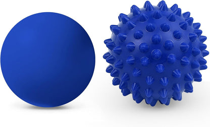 Massage Lacrosse Ball, Spiky Massage Ball, for Deep Tissue, Trigger Point and Myofascial Release, Muscle Knots, and Yoga Therapy (Black-Black)