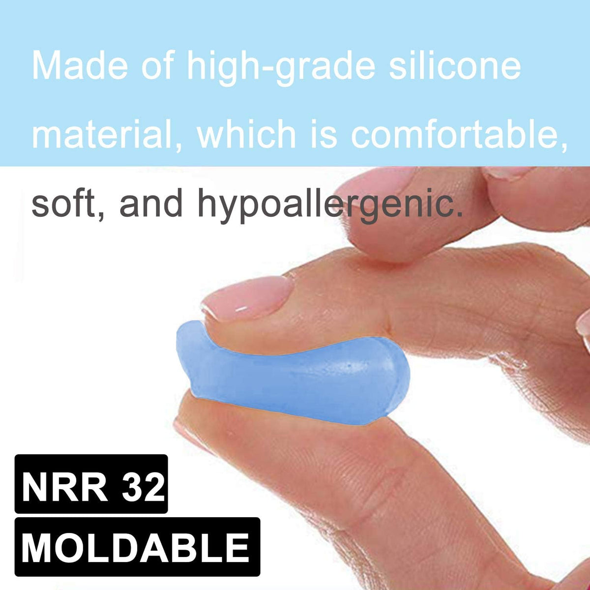 Ear Plugs for Sleeping, Reusable Silicone Moldable Noise Cancelling Sound Blocking Reduction Earplugs for Swimming, Snoring, Concerts, Shooting, Airplanes, Musicians, 32dB Highest NRR
