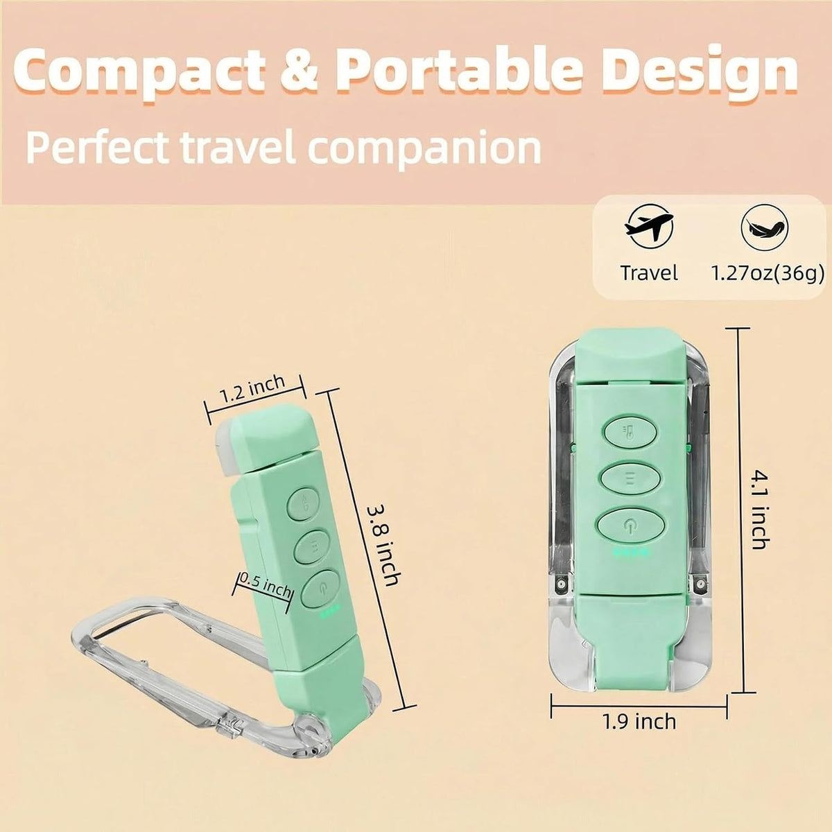 USB Rechargeable Book Light, Portable Clip-on LED Reading Light, Reading Lights for Books in Bed with 3 Amber Colors & 5 Brightness Dimmable, Compact & Long Lasting, Perfect for Book Lovers (Green)
