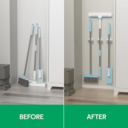 reliahom Broom Holder Wall Mount Mop Grippers Organizer wall Hanging, 5Pack | No Drilling Self Adhesive Easy install Anti-Slip Mop Broom Hanger Storage Rack for Kitchen,Laundry Room,Garden,Garage