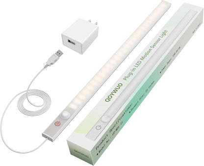 USB Plug-in Motion Sensor Light, ON/Night/Day Modes, Bright&Dimmable | 14" Slim LED Under Cabinet Lighting Indoor for Kitchen, Cabinet, Closet - 6000K Cool White, 1-Bar Standalone
