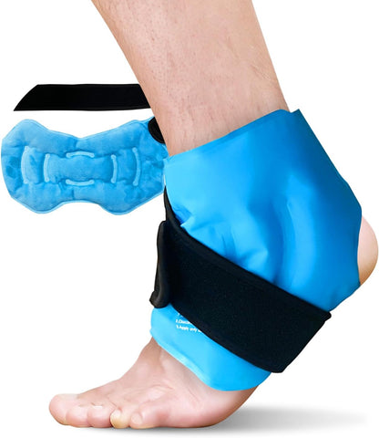 RelaxCoo Ankle Ice Pack Wrap for Swelling, Reusable Gel Ice Pack for Ankle Injuries, Cold Compress Therapy for Foot Pain Relief, Achilles Tendonitis, Plantar Fasciitis, Sprains