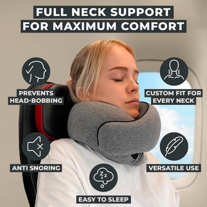FlyHugz® Neck Travel Pillow Memory Foam Neck Pillow, Gray