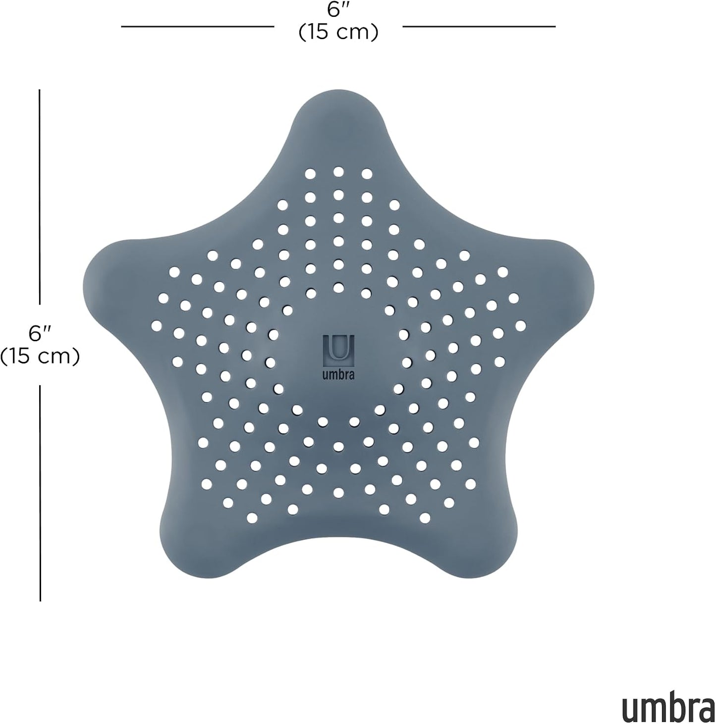 Umbra Starfish Hair Catcher, Suction Cup Drain Cover, 6-Inch, White | Silicone material, flexible and durable, water resistant seal, easy to clean, rust proof, fits standard tubs
