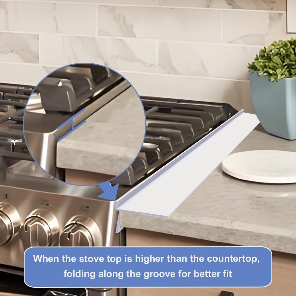 Silicone Stove Counter Gap Cover 30 Inch Side Range Gap Filler 2 Pack Black | Extra long kitchen stove gap covers, 0.2-1 inch gap, heavy 10 oz, cut to size, oven crack guards between stove and counter