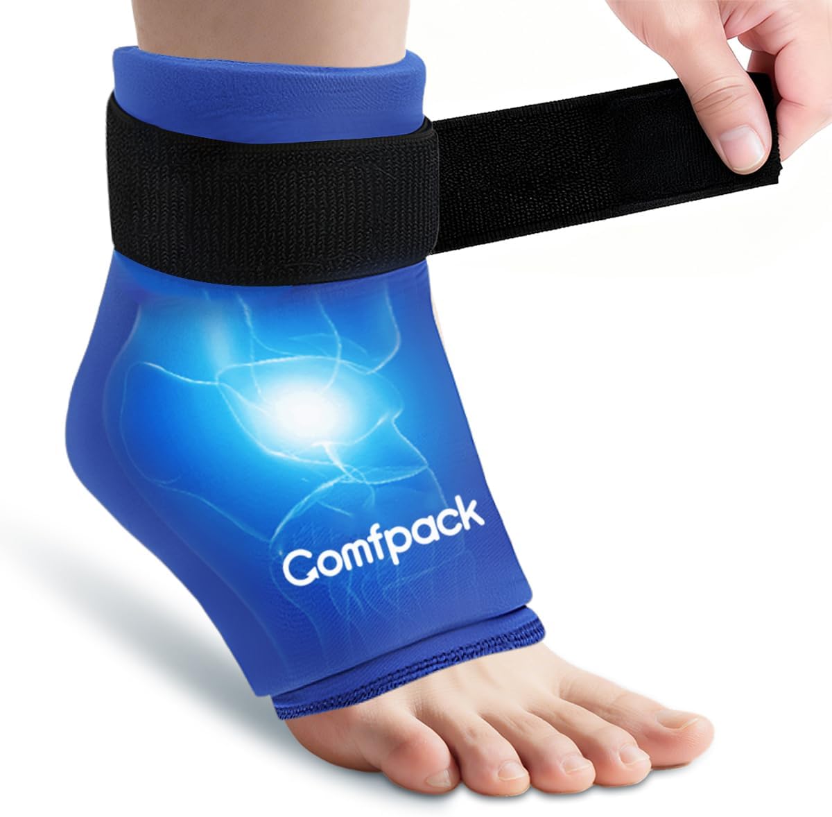 Comfpack Ankle Ice Pack Wrap - Reusable Hot & Cold Therapy | Flexible gel wrap for 360° foot pain relief, perfect for plantar fasciitis & sprains.