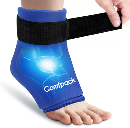 Comfpack Ankle Ice Pack Wrap - Reusable Hot & Cold Therapy | Flexible gel wrap for 360° foot pain relief, perfect for plantar fasciitis & sprains.