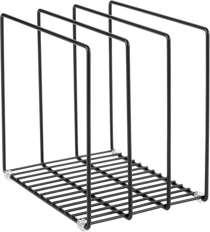 mDesign 3 Slot Tray and Pan Rack — Metal Wire Rack for Pantry and Kitchen Storage — Freestanding Pan Lid Holder Also for Baking Trays and Crockery – Silver