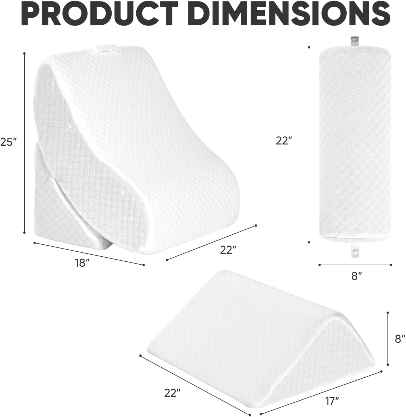 OAISZ 4PCS Wedge Pillow Set for After Surgery, Adjustable Bed Wedges, Gery | Back and Leg Support, Acid Reflux Relief, Post Surgery Recovery, Leg Elevation, Memory Foam, Bed Wedge Pillow for Sleeping