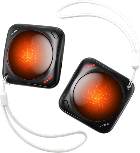 Lerat Hand Warmers Rechargeable, 2 Pack Electric Hand Warmers, Reusable Portable Pocket Handwarmers, USB Rechargeable, Gifts for Men & Women, Indoor Outdoor Use, Hiking, Skiing, Camping, Hunting