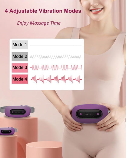 Portable Cordless Menstrual Heating Pad with 4 Heat Levels and 4 Massage Modes,Electric, Fast Large Heating Belly Wrap Belt (Black)
