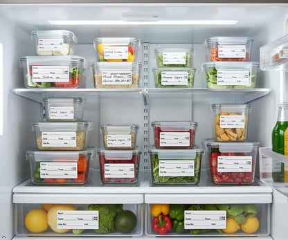 Dissolvable Food Labels for Containers, 1x2 Inch (200 Count) Water Soluble Stickers, Removable No Residue, Freezer Safe Kitchen Labels for Food Storage, Jars, Meal Prep & Restaurant Use
