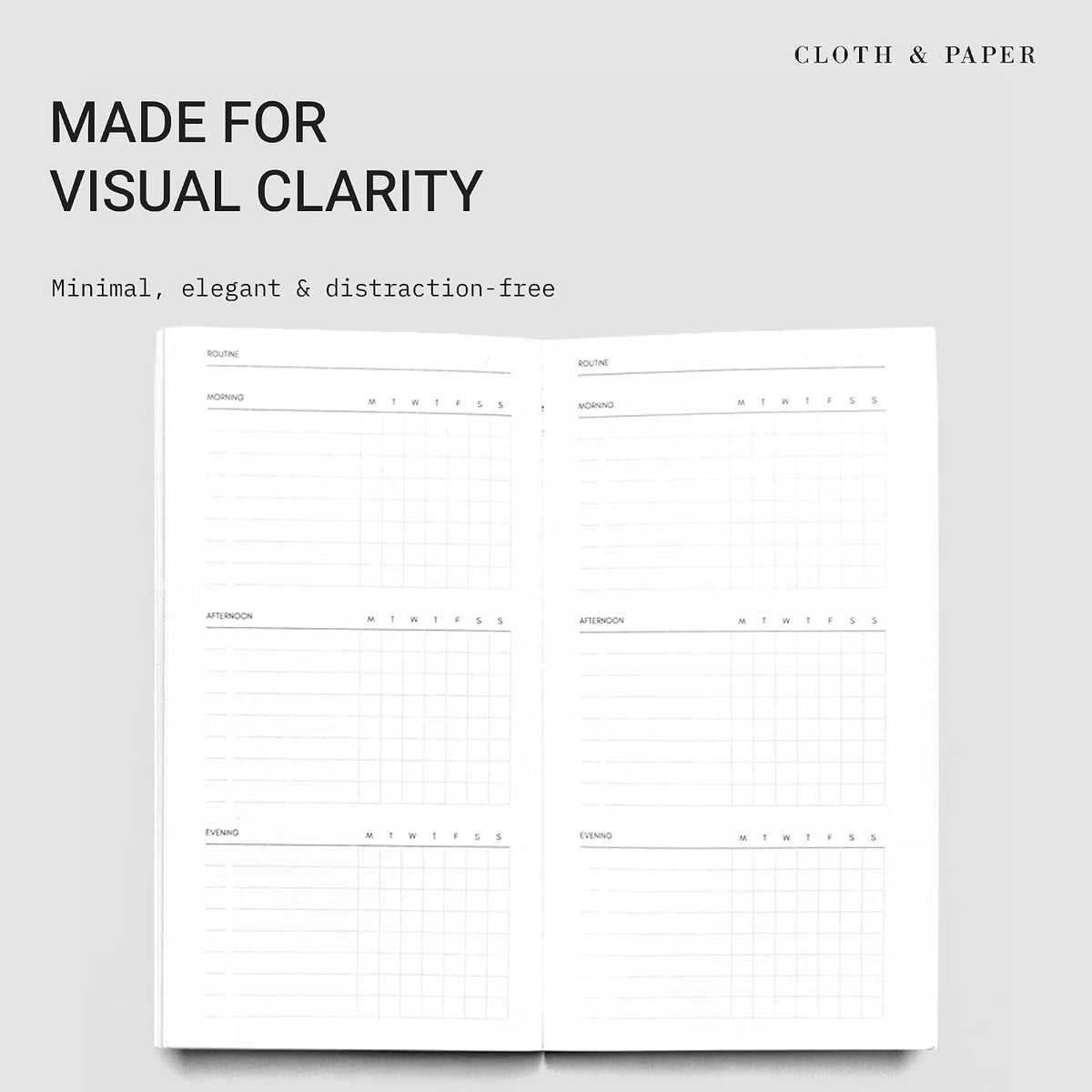 Cloth & Paper Travel Notebook | Daily Wellness Planner – Smoked Salt | Pocket Plus Wellness Planner 3.2" x 6" | Habit Tracker & Self Care Journal for Goals, Gratitude & Reflection – Soft Touch Cover