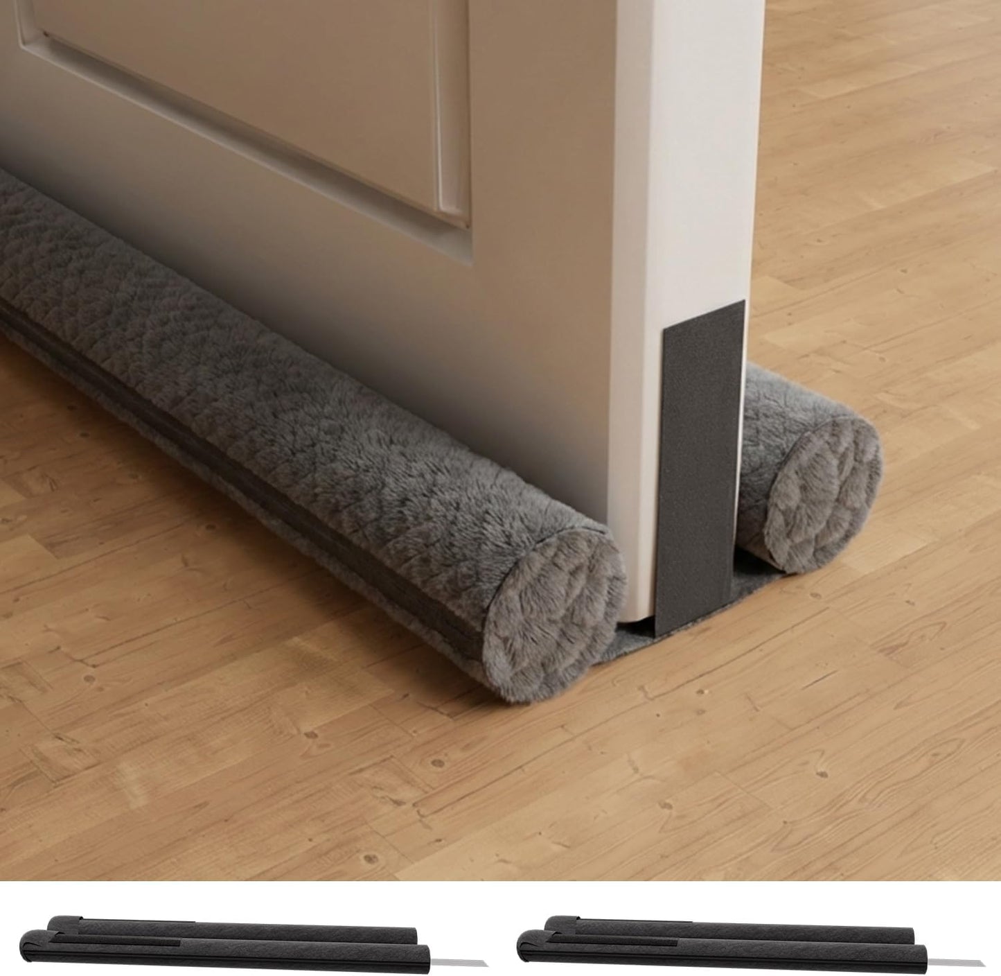2 Pack Under Door Draft Stopper 36" Double Sided Door Sweep, Blocks Noise, Cold Air, Light, Dust, Smoke, Odor, Soundproof, Fits 30" 32" 36" Doors