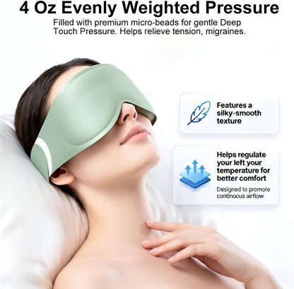 FACEMOON 3D Blackout Weighted Eye Mask for Sleep, Airplane Travel Essential | Long flights, road trips, gentle weighted comfort, deep cups, lash-friendly, adjustable strap, daytime naps for men & women