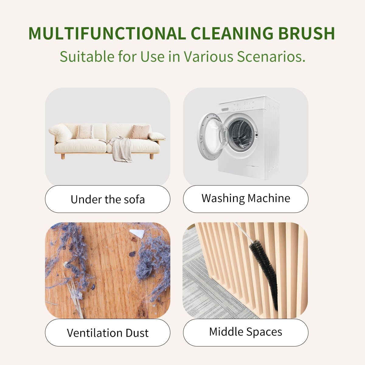 Dryer Vent Cleaner Kit, Refrigerator Coil Brush & Crevice Cleaning Brush | 30 Inch Long Dryer Lint Brush, Washing Machine Cleaning Tools for Household Cleaning, Dryer Trap & Filter