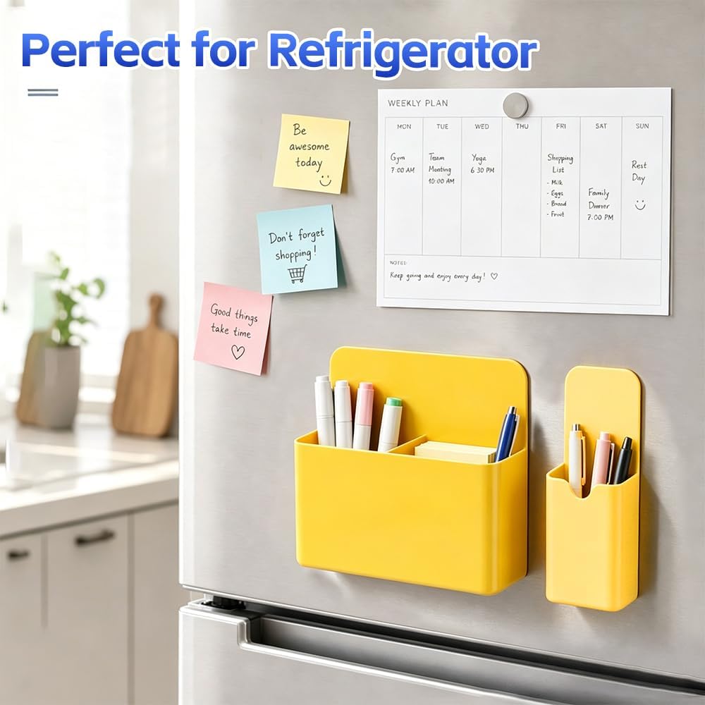 Magnetic Pen Holder, 2 Pack Magnetic Dry Erase Marker Holder, Black Strong Magnetic Marker Holder Pen Pencil Organizer for Whiteboard, Refrigerator, Office, Locker Accessories, Classroom Must Haves