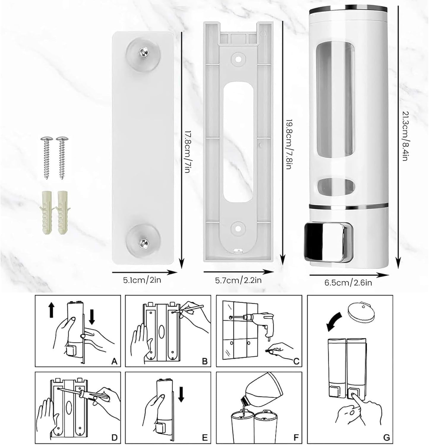 Single Wall Mounted Hand Soap Dispenser, 13.5oz/400ml Black Showe | Clear Refillable Liquid Lotion Soap Dispenser, Gel Container Shower Pump Dispenser and Organizer for Bathroom Kitchen