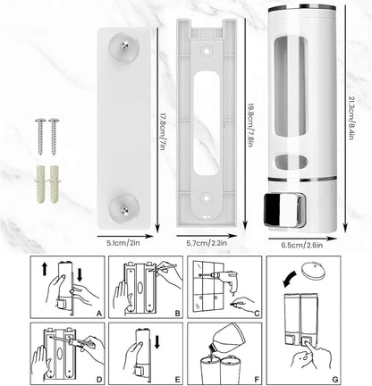Single Wall Mounted Hand Soap Dispenser, 13.5oz/400ml Black Showe | Clear Refillable Liquid Lotion Soap Dispenser, Gel Container Shower Pump Dispenser and Organizer for Bathroom Kitchen