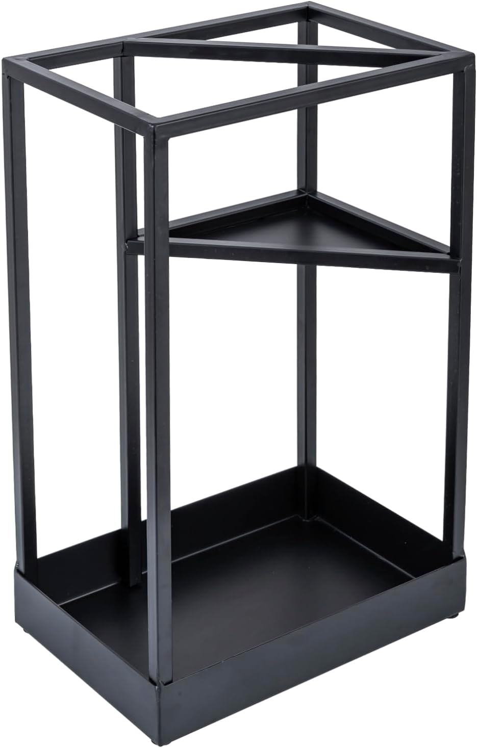 MyGift 20 Inch Brass Tone Metal Umbrella Stand with Drip Tray | Freestanding Rain Gear Storage - Long Short Umbrellas Canes Walking Sticks Entryway Lobby Office Floor Standing Drip Catcher