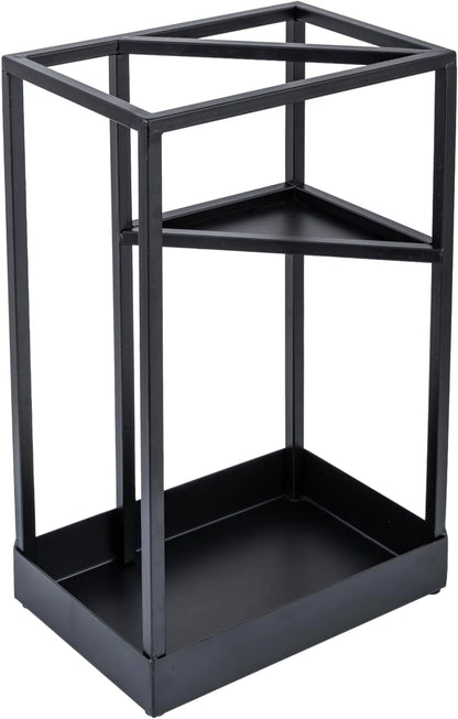 MyGift 20 Inch Brass Tone Metal Umbrella Stand with Drip Tray | Freestanding Rain Gear Storage - Long Short Umbrellas Canes Walking Sticks Entryway Lobby Office Floor Standing Drip Catcher