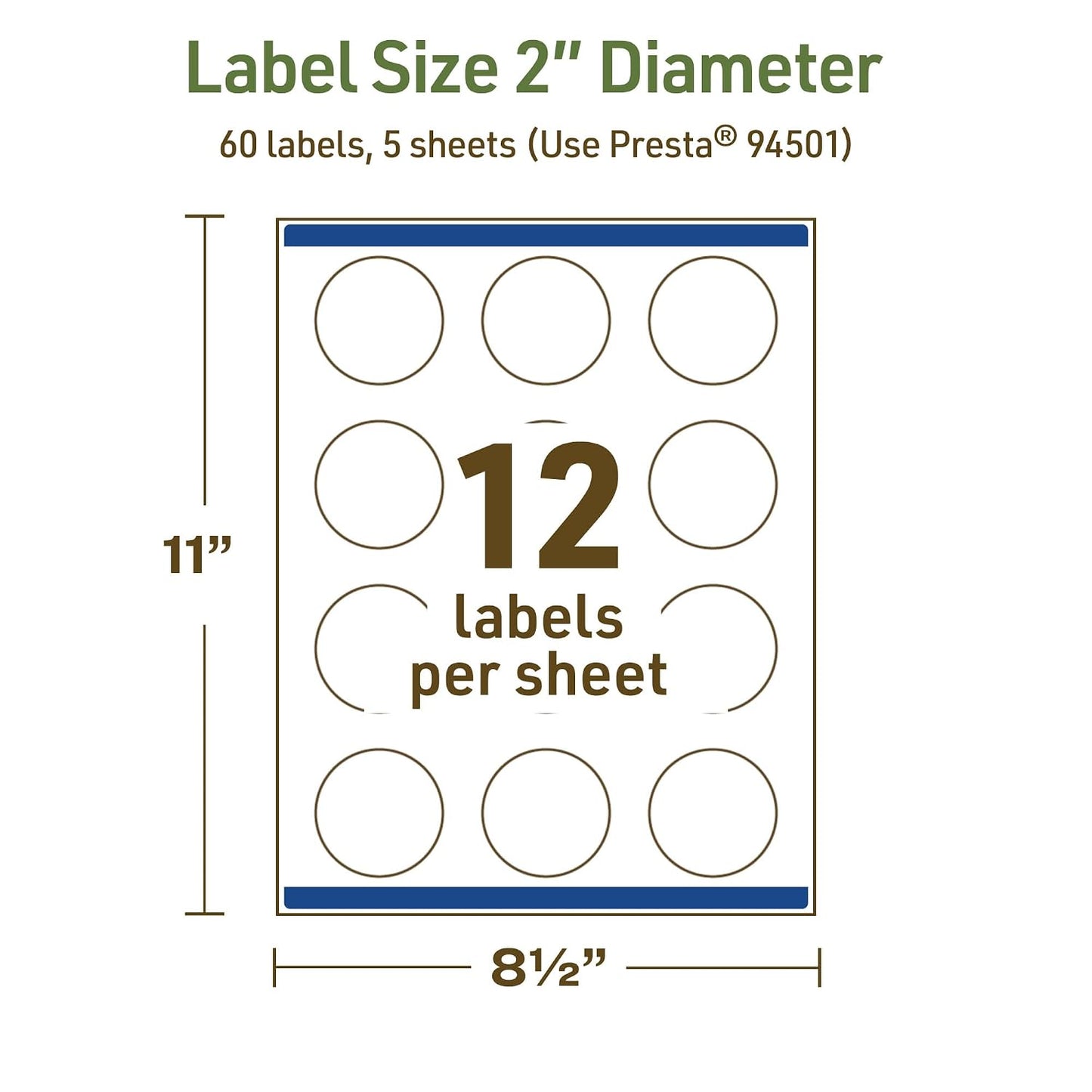 Avery Dissolvable Round Labels, Sure Feed Technology, 2" Diameter, Matte White, Print-to-The-Edge, Laser/Inkjet Printable, 60 Labels Total