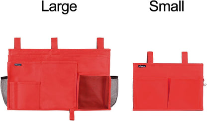 Surblue Bedside Caddy Hanging Organizer Storage Bag Pocket for Bunk, Hospital, College Dorm Rooms, Baby Bed Rails, Camp - 4 Pockets, 2 Hooks (Blue)