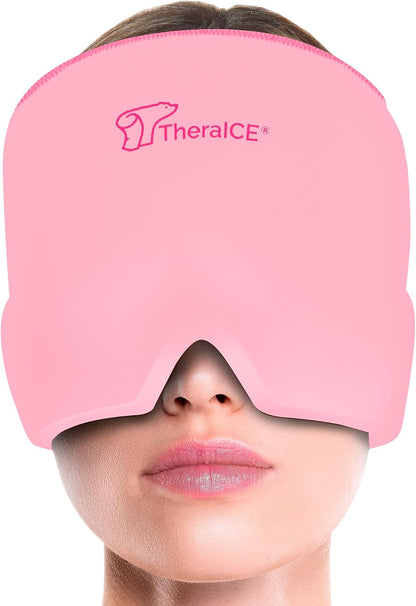TheraICE Migraine Relief Cap, Headache Ice Pack for Tension Headache Relief | Cold Compress Eye Mask for Sinus Pressure, 360 Degree Compression Head Wrap, Hangover & Stress Relief