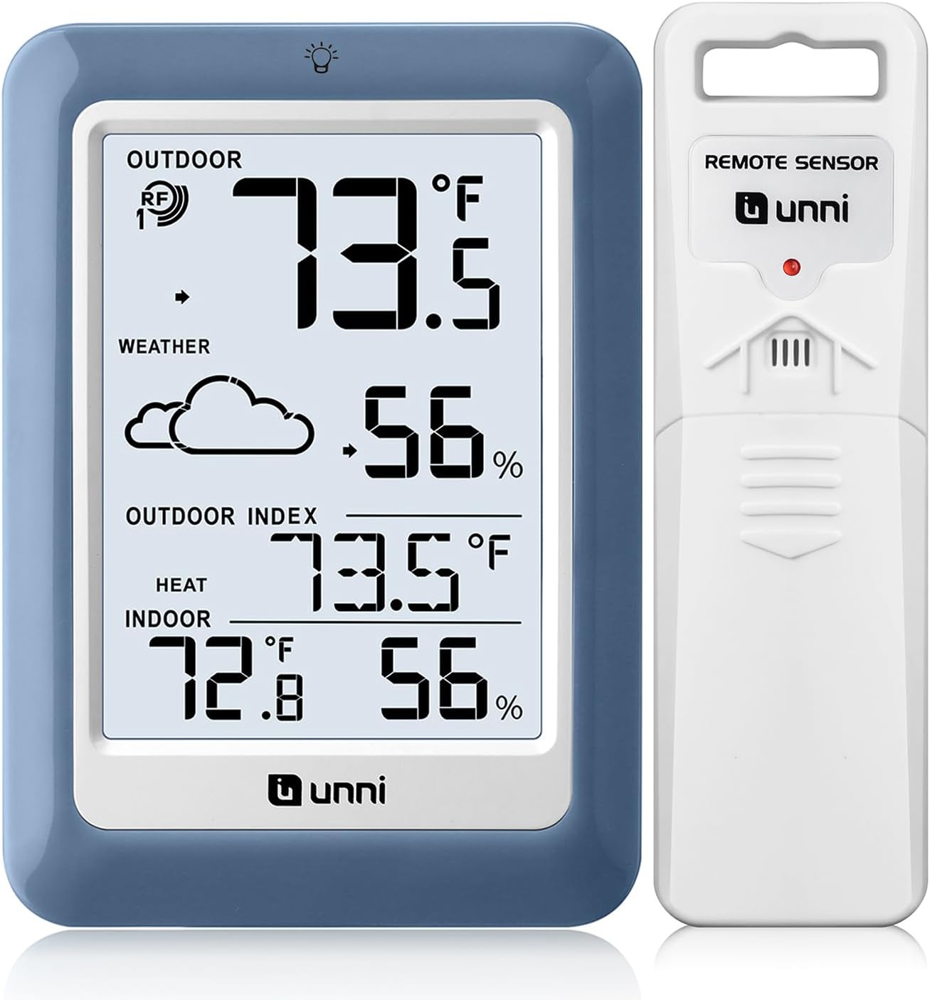 Indoor Outdoor Thermometer Hygrometer Wireless Weather Station, Temperature Humidity Monitor Battery Powered Inside Outside Thermometers with 330ft Range Remote Sensor and Backlight Display