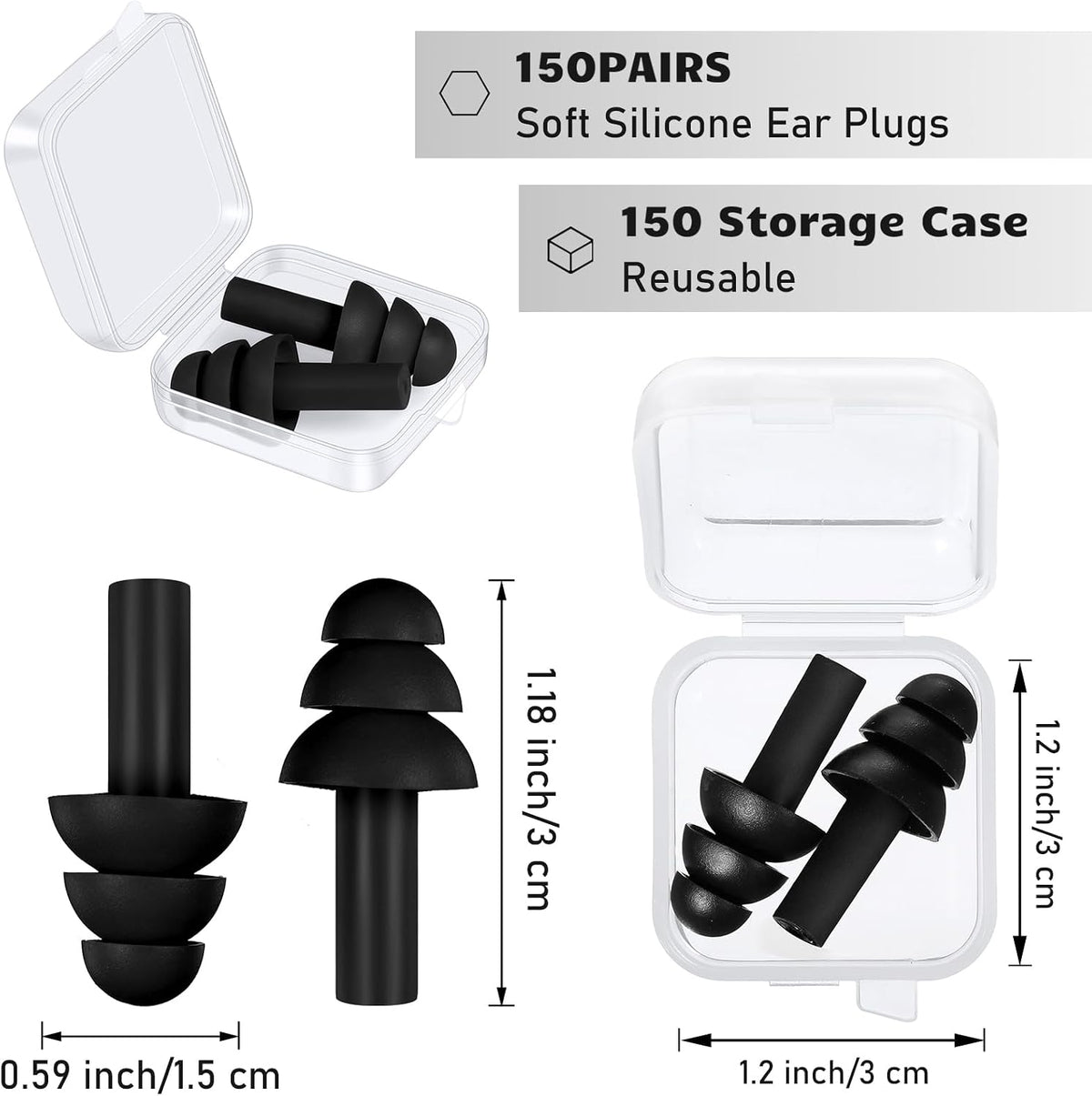 Tondiamo 150 Pairs Ear Plugs Bulk Individually Wrapped Earplug, Multicolor