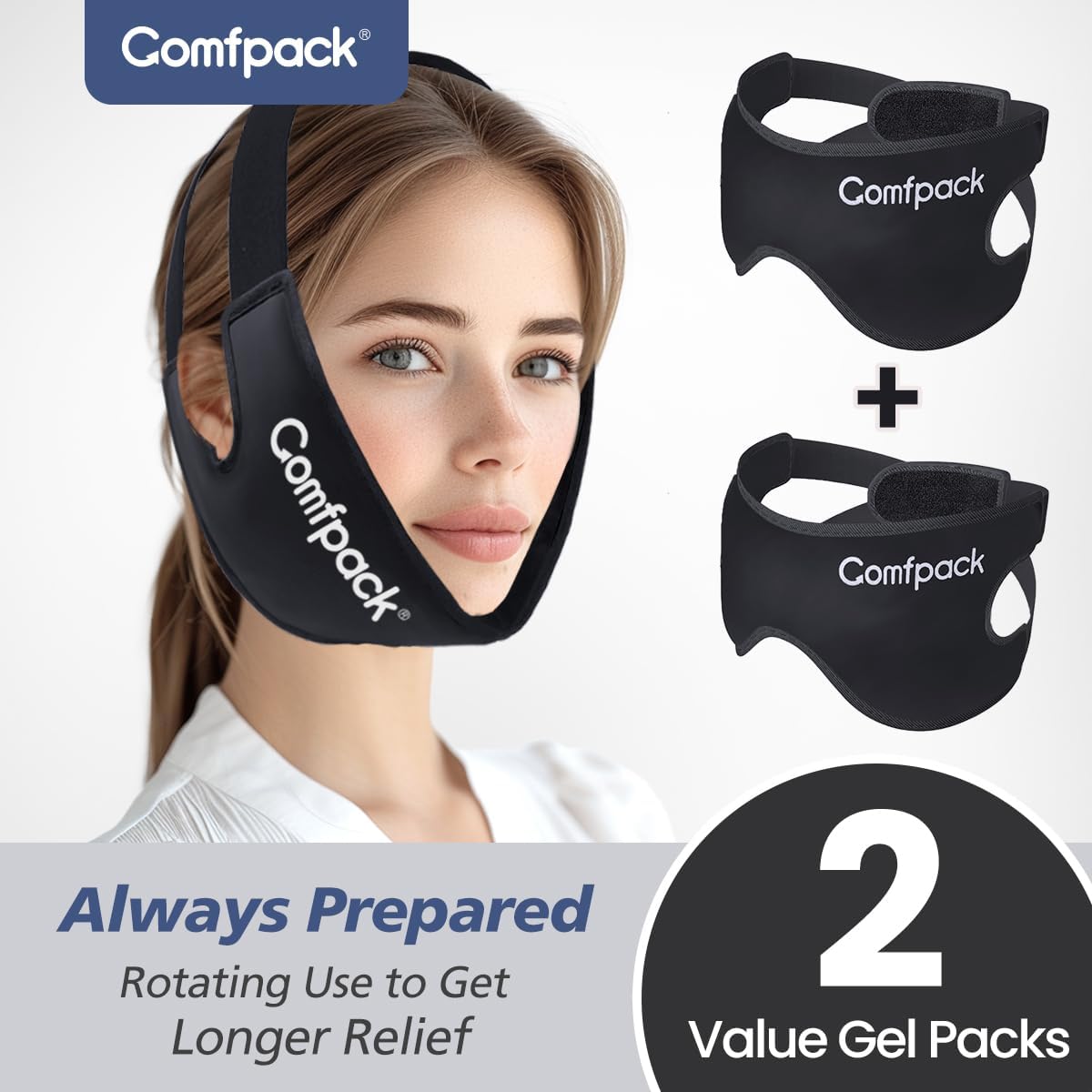 Comfpack Wisdom Teeth Ice Pack Head Wrap,Soft Double Side Jaw Face Ice Pack | Extra Large Jaw & Chin Ice Pack, Reusable Gel Hot Cold Therapy for TMJ, Oral Surgery, Face Swelling, Tonsillectomy Recovery
