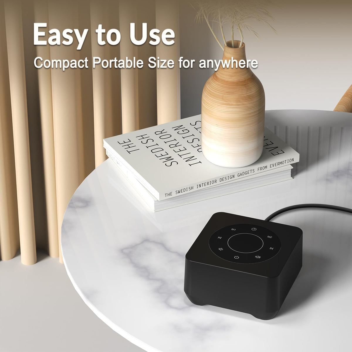 White Noise Sound Machine, Noise Machine for 20 Soothing Sounds, 2 Customizable Shortcut Buttons, Timer, Memory Function, USB-A Cable Included (Battery&Adapter NOT Included)for Baby, Kids&Adult(Black)