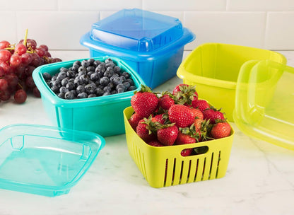 Hutzler 3-in-1 Berry Keeper Colander and Container, Keeps Berries Fresh Longer, 2 Pints, Apricot
