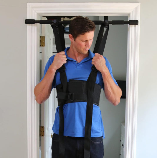Sit and Decompress Back Stretcher 3 Minutes A Day Lumbar Traction Spinal Decompression - Inversion Table Alternative (Large Harness No Bar)