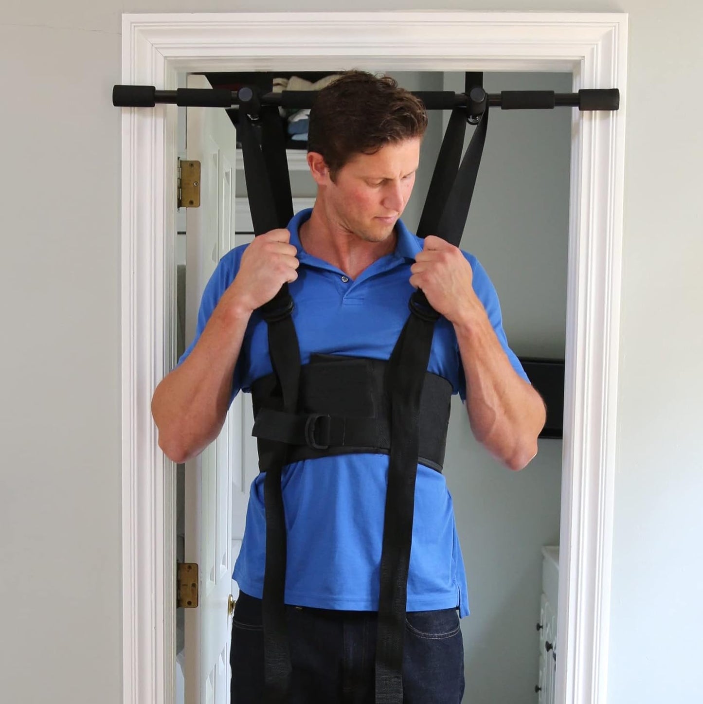 Sit and Decompress Back Stretcher 3 Minutes A Day Lumbar Traction Spinal Decompression - Inversion Table Alternative (Small Harness No Bar)