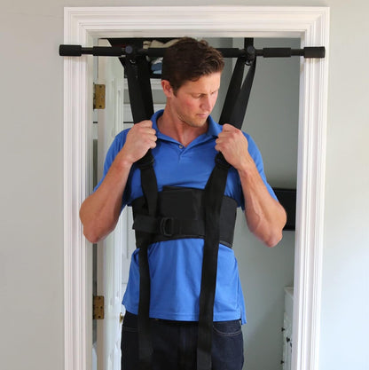 Sit and Decompress Back Stretcher 3 Minutes A Day Lumbar Traction Spinal Decompression - Inversion Table Alternative (Small Harness No Bar)