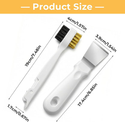 Gas Stove Top Cleaner Set - Kitchen Cleaning Scrub Brush with Cooktop Scraper + Scraper Tool, Household Cleaning Tools & Scrubber for Range Hood Grease Grime