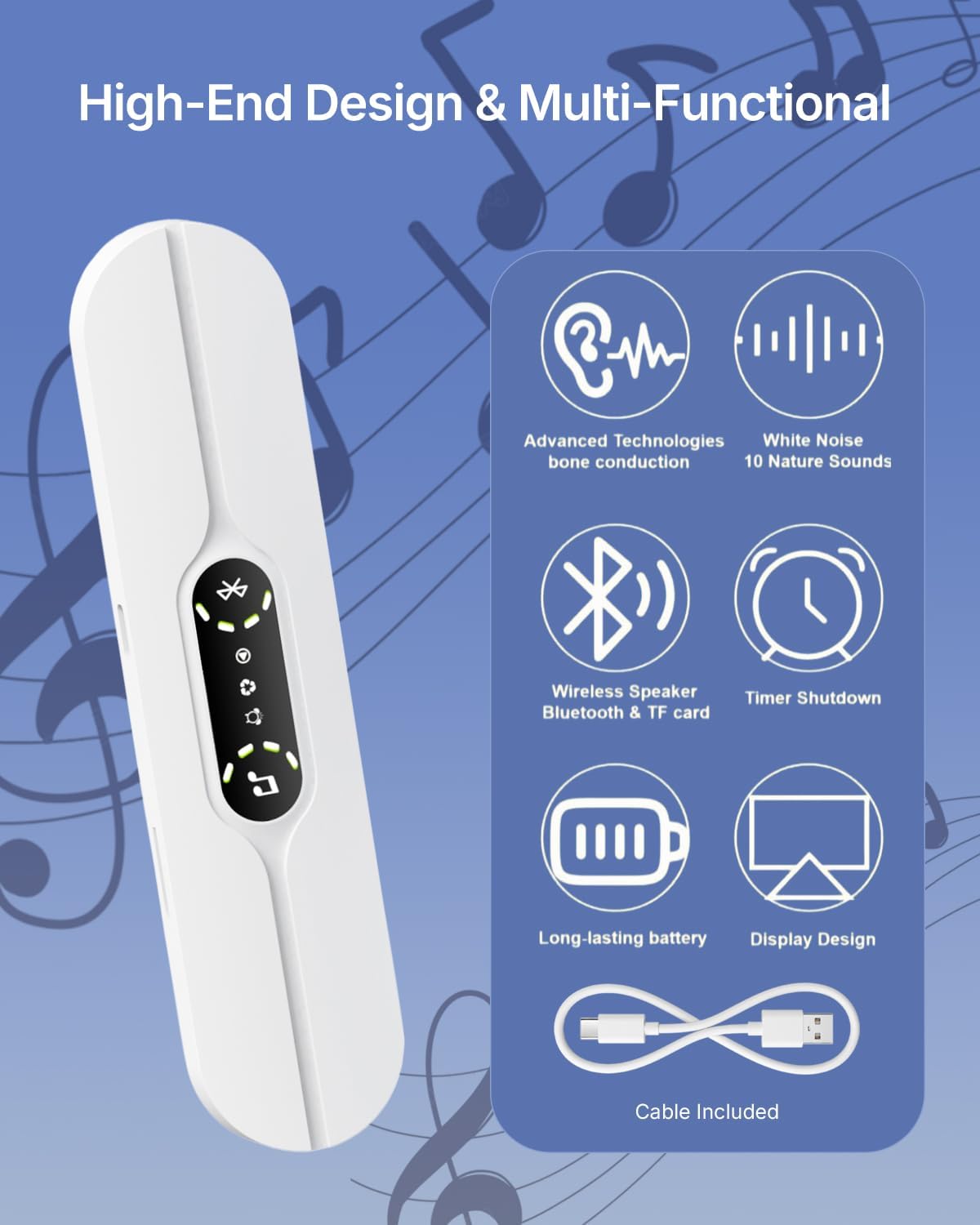 Under Pillow Speaker Bluetooth Bone Conduction– Pillow Speakers for Sleeping with White Noise & Timer, Supports TF Card Portable Under Pillow Speaker for Side Sleepers Sleep Difficulties-Black